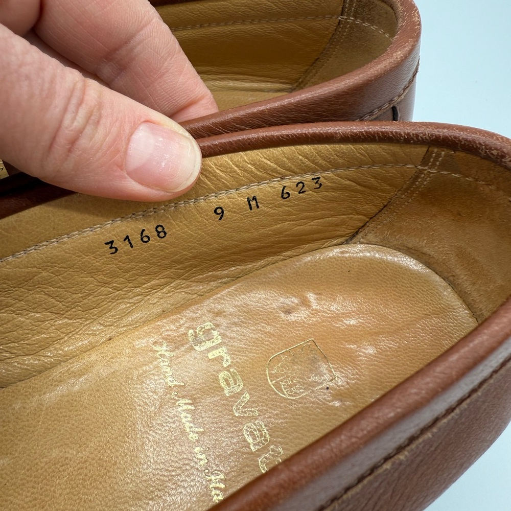 Gravati Loafers Hand Made Italian Light Brown Leather Womens Size 9 - Picture 5 of 9